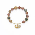 Fortune Jewel Natural Colorful Rutilated Quartz Shell Protection Bead Bracelet