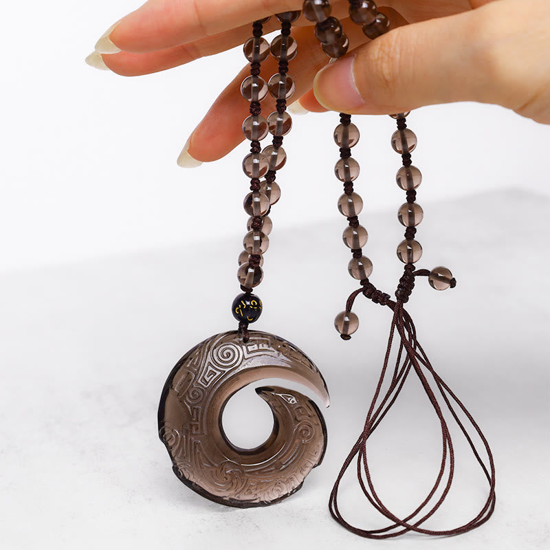 Fortune Jewel Natural Black Obsidian Ice Obsidian Strength Necklace Pendant