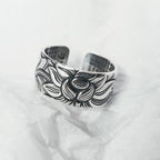 Fortune Jewel 999 Sterling Silver Lotus Symbol Heart Sutra Protection Ring Fortune Jewel