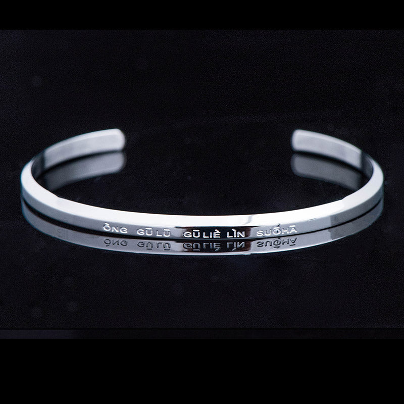 Fortune Jewel Six True Words Engraving Titanium Steel Blessing Protection Bracelet