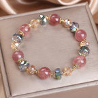 Fortune Jewel Natural Strawberry Quartz Colorful Crystal Positive Bracelet