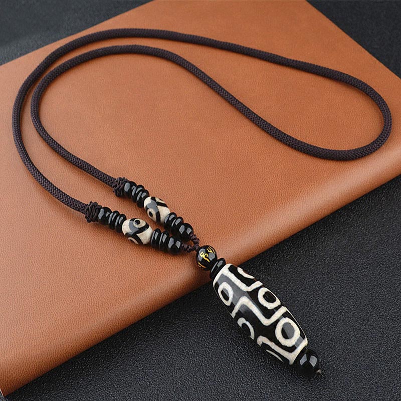 Fortune Jewel Nine-Eye Dzi Bead Wealth Protection Necklace