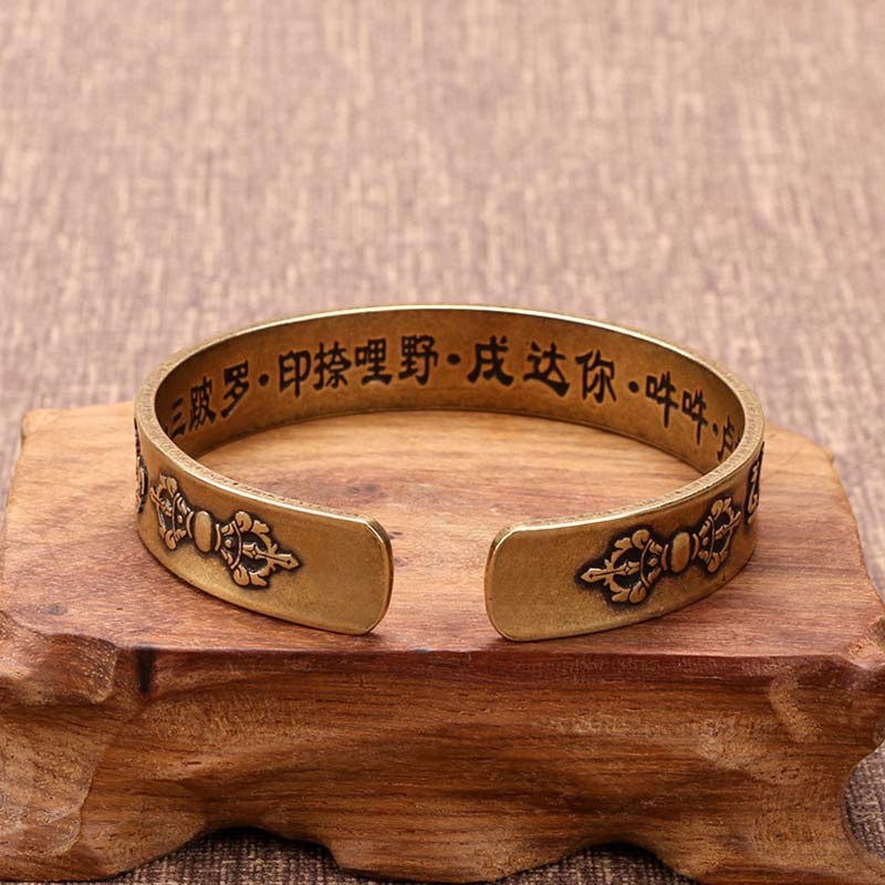 Fortune Jewel Tibetan Mahāpratisarā Mantra Sanskrit Copper Brass Healing Bracelet Bangle