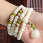 Buddha Stones "Hoping for Serenity and Mindfulness" Bodhi Lotus Mala Includes Gift Message Card Fortune Jewel
