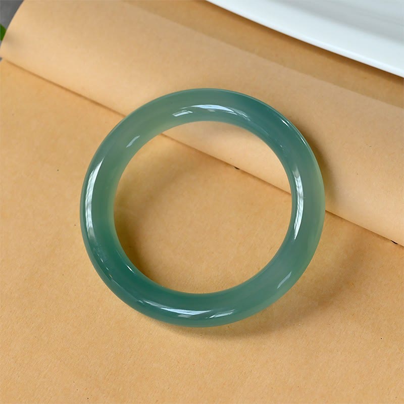 Fortune Jewel Natural Green Chalcedony Strength Bangle Bracelet