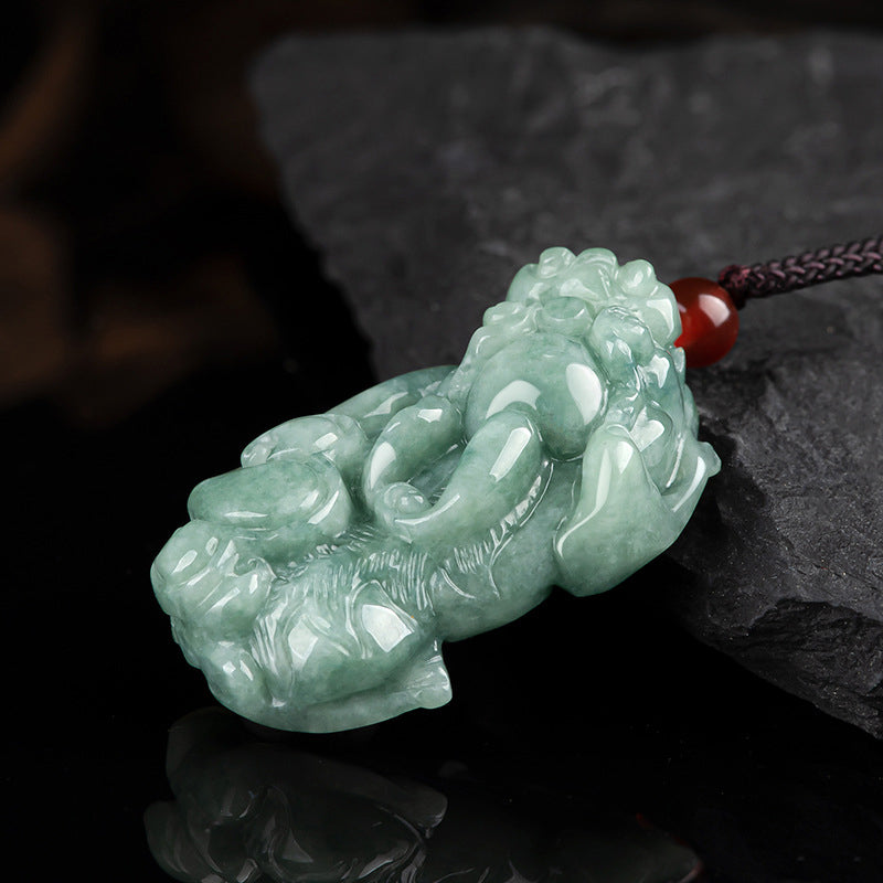 Fortune Jewel Jade PiXiu Wealth Luck String Necklace Pendant