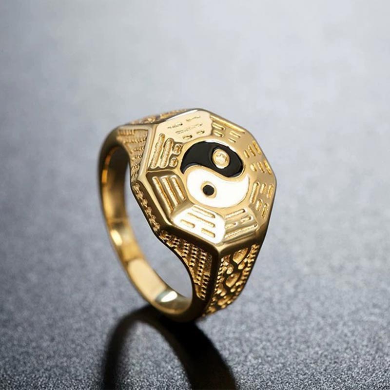 Yin Yang Symbol Copper Luck Ring Fortune Jewel