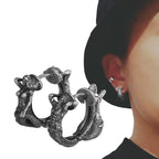 Fortune Jewel 925 Sterling Silver Dragon Hoop Pattern Protection Earrings Fortune Jewel