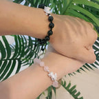 Fortune Jewel Natural Black Obsidian Cat's Eye Pink Crystal PiXiu Strength Bracelet