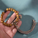 Fortune Jewel Natural Tibetan Camel Bone Swastika Dzi Bead Shankha Buddha Charm Kirtimukha Luck Protection Tassel Bracelet