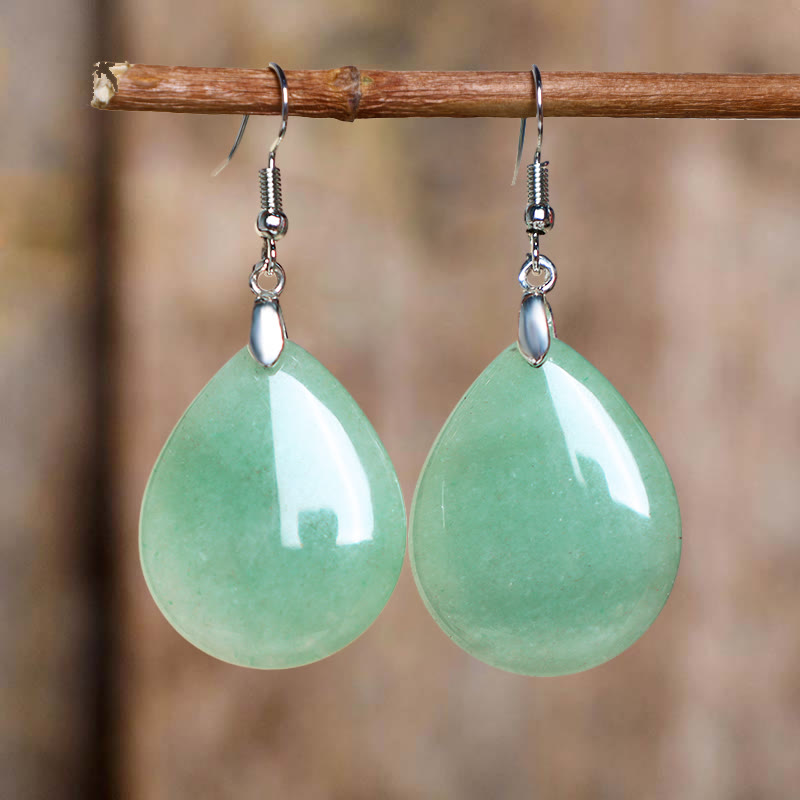 Fortune Jewel Natural Aventurine Dangle Healing Drop Earrings