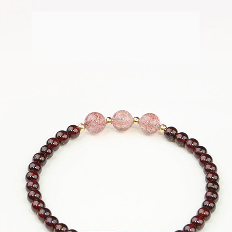 Fortune Jewel Natural Garnet Strawberry Quartz Calm Bracelet