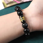 Fortune Jewel Rainbow Obsidian Om Mani Padme Hum Swastika Positive Bracelet