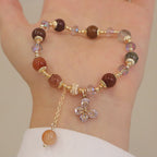 Fortune Jewel Natural Fu Lu Shou Rainbow Crystal Rutilated Quartz Wealth Butterfly Charm Bracelet