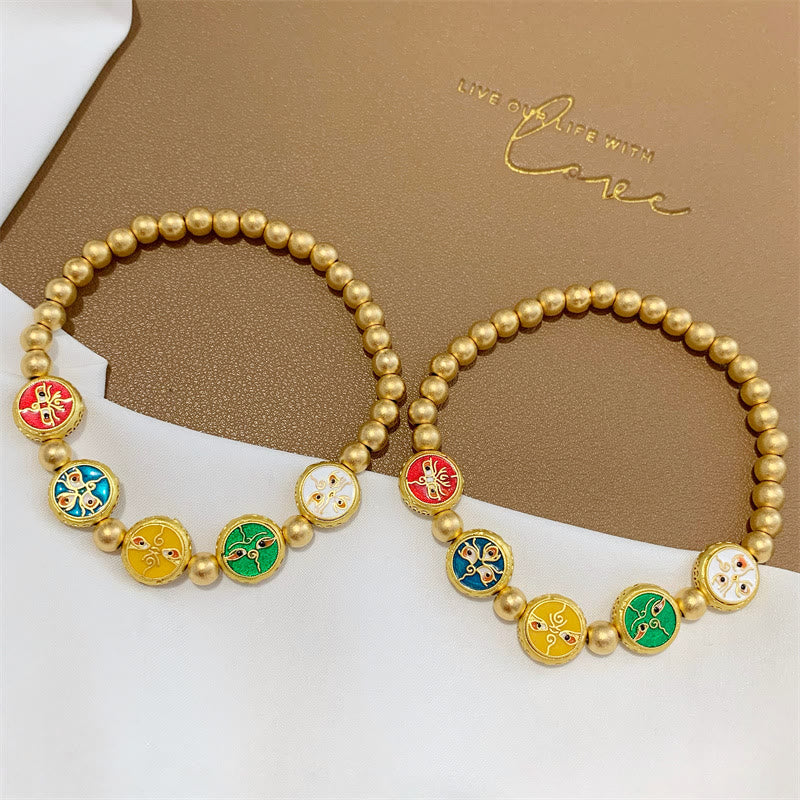 Fortune Jewel Tibetan Five God Of Wealth Copper Beads Luck Bracelet