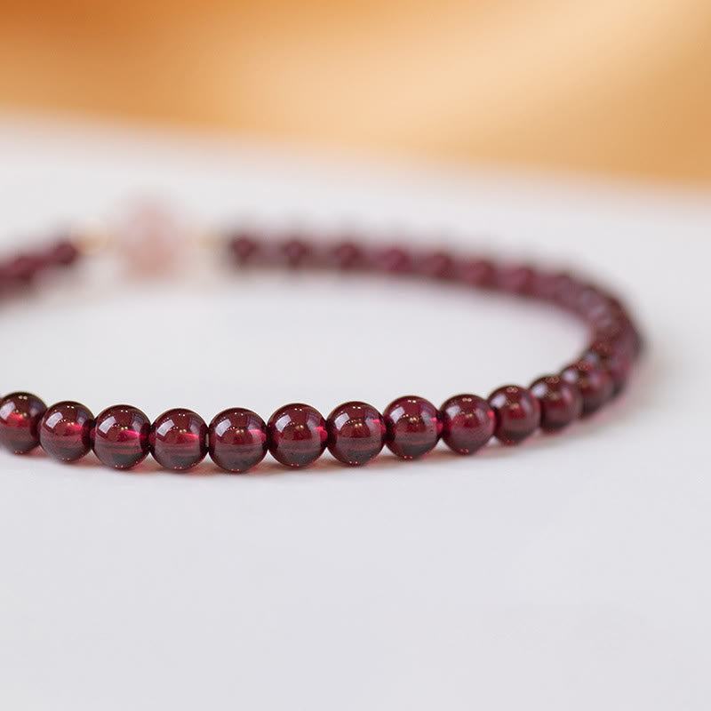 Fortune Jewel Natural Garnet Strawberry Quartz Calm Bracelet