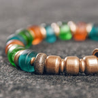 Fortune Jewel Tibetan Colorful Glass Beads Copper Wealth Bracelet