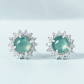 Fortune Jewel 925 Sterling Silver Round Jade Luck Abundance Stud Earrings