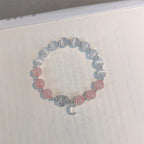 Fortune Jewel Natural Cat's Eye Pink Crystal Moon Love Charm Bracelet