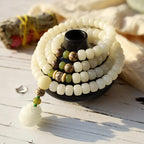 Buddha Stones "Hoping for Serenity and Mindfulness" Bodhi Lotus Mala Includes Gift Message Card Fortune Jewel