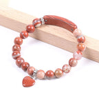 Fortune Jewel Natural Quartz Love Heart Healing Beads Bracelet