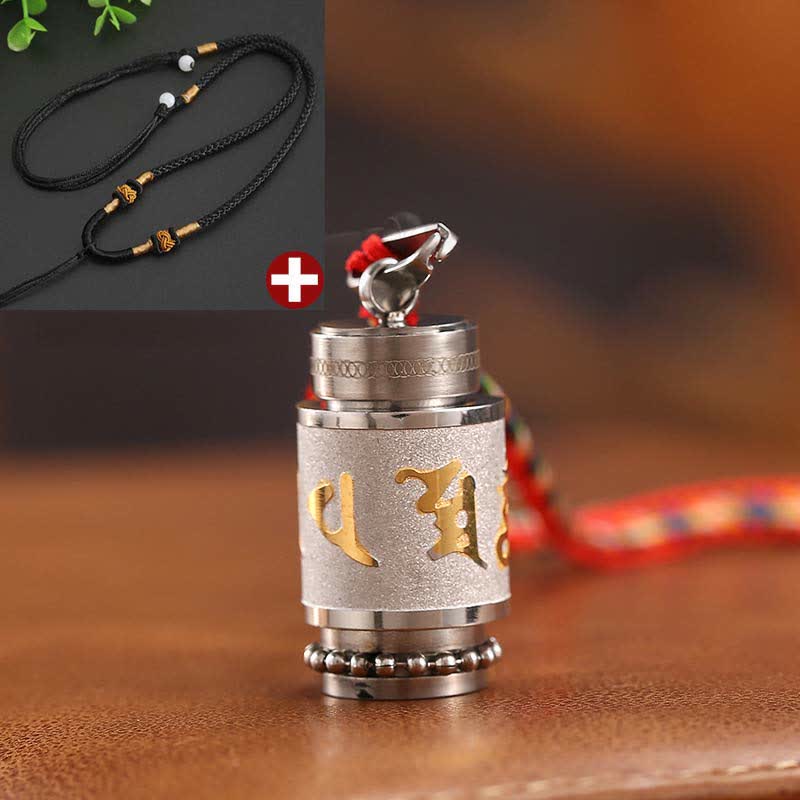 Fortune Jewel Tibet Om Mani Padme Hum Shurangama Mantra Titanium Steel Wisdom Amulet Necklace Pendant