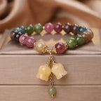 Fortune Jewel Natural Colorful Tourmaline Flower Bead Love Bracelet