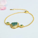Fortune Jewel Laughing Buddha Green Jade Zircon Luck Chain Bracelet