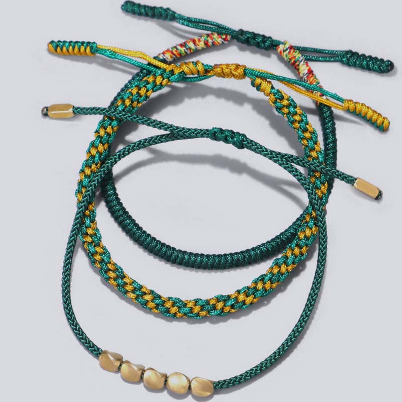 Fortune Jewel 3 PCS Tibetan Copper Beads Healing Protection Luck Bracelet Set