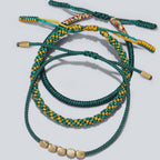 Fortune Jewel 3 PCS Tibetan Copper Beads Healing Protection Luck Bracelet Set