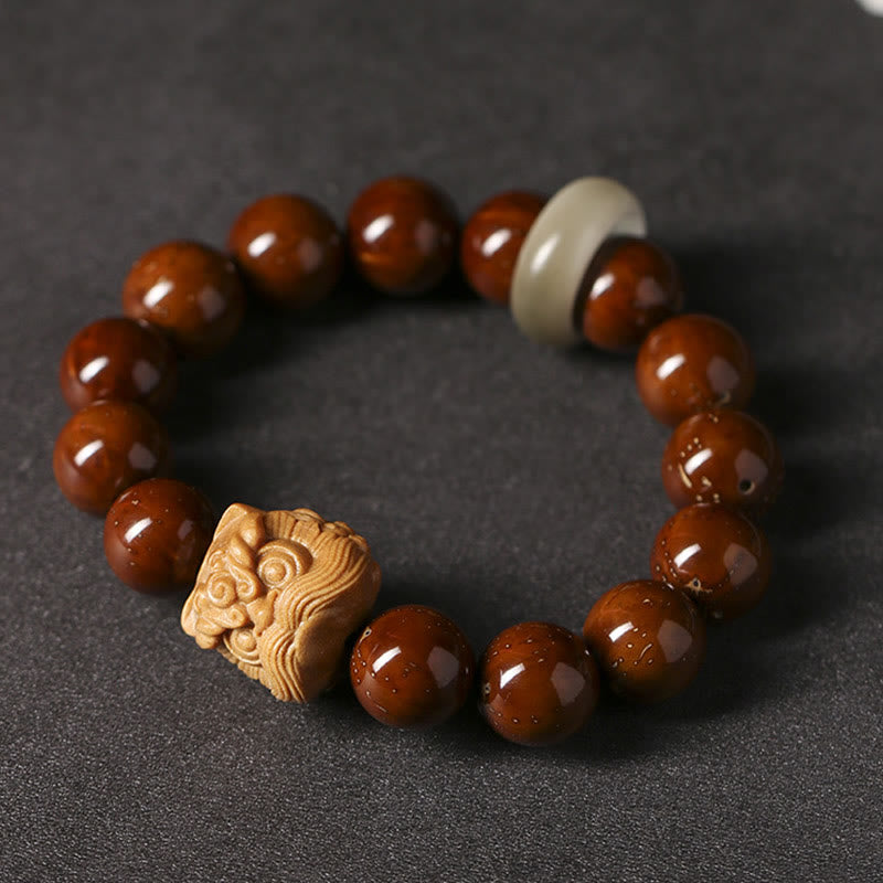 Fortune Jewel Purple Bodhi Seed Dancing Lion Wisdom Bracelet