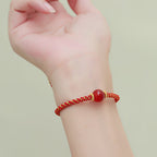 Fortune Jewel Handmade Red Agate Amethyst Golden Rutilated Quartz Pink Crystal Bead Calm Braided Bracelet