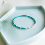 Fortune Jewel 925 Sterling Silver Natural Turquoise Pearl Beaded Bracelet
