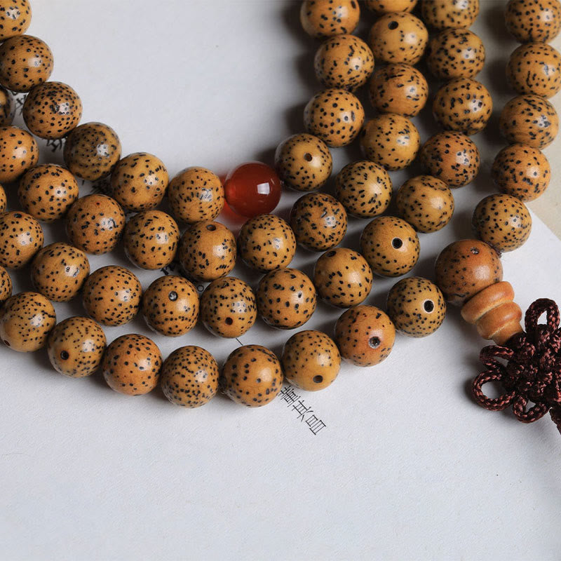 Fortune Jewel 108 Mala Beads Bodhi Seed Red Agate Auspiciousness Bracelet