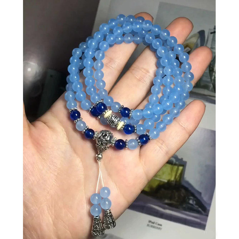 Fortune Jewel 108 Beads Blue Crystal Healing Bracelet Mala