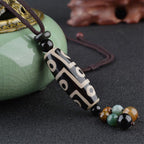 Fortune Jewel Nine-Eye Dzi Bead Wealth Protection Necklace