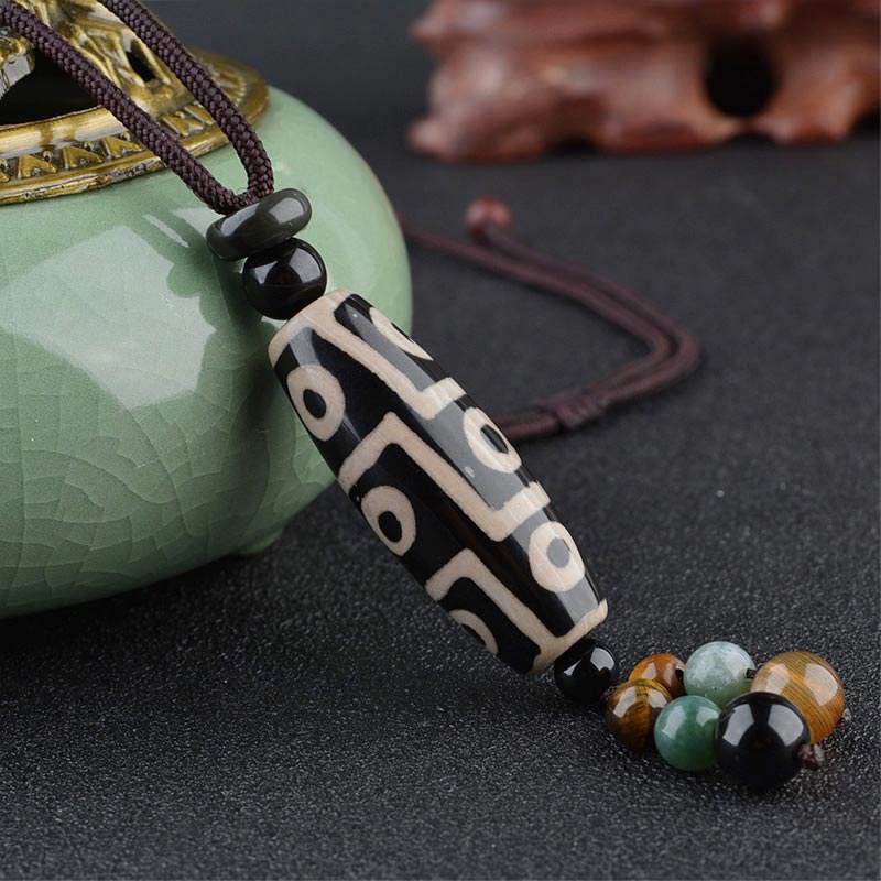 Fortune Jewel Nine-Eye Dzi Bead Wealth Protection Necklace