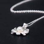 Fortune Jewel 925 Sterling Silver Lotus Flower Pearl Wealth Necklace Pendant Fortune Jewel