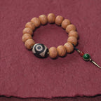 Fortune Jewel Tibet Bodhi Seed Dzi Bead Peace Charm Wrist Mala Bracelet