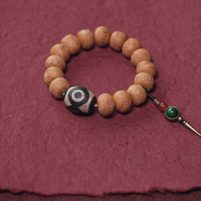 Fortune Jewel Tibet Bodhi Seed Dzi Bead Peace Charm Wrist Mala Bracelet