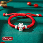 Fortune Jewel 999 Sterling Silver Chinese Zodiac Red Rope Luck Handcrafted Kids Bracelet Fortune Jewel