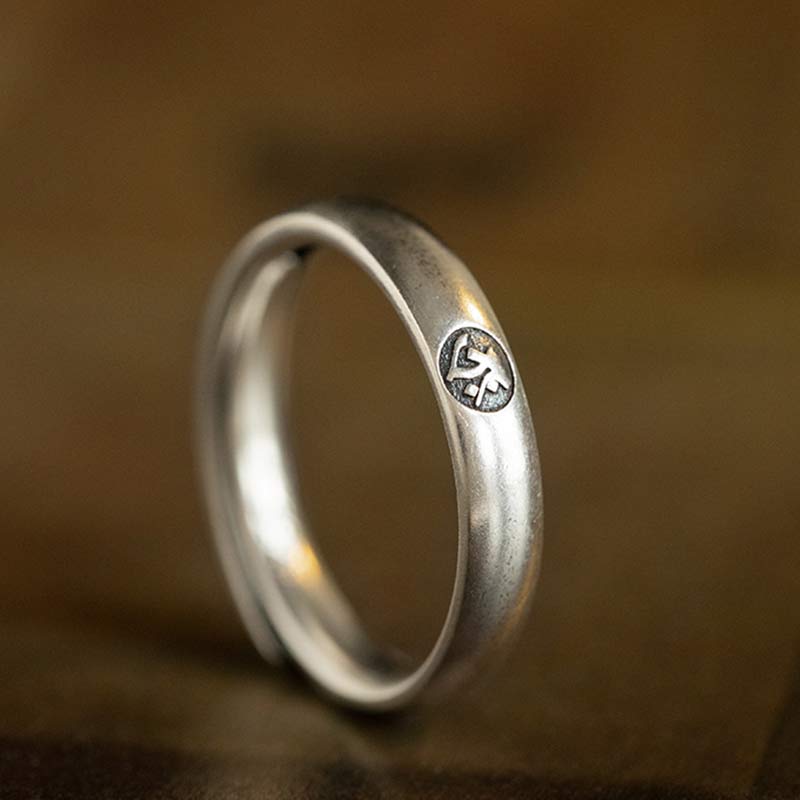 Fortune Jewel 925 Sterling Silver Chinese Zodiac Natal Buddha Blessing Couple Ring
