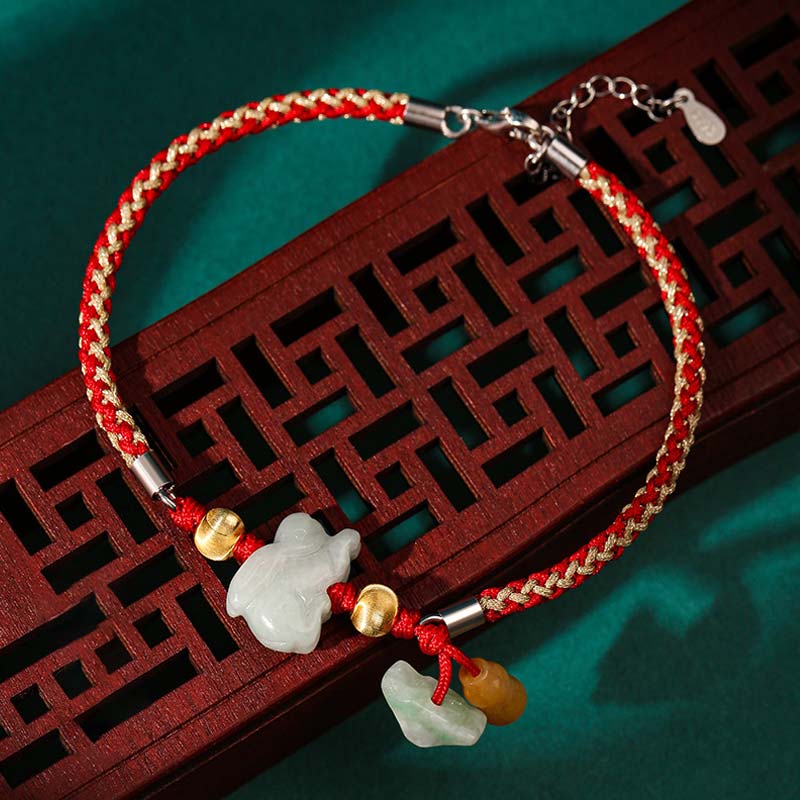 Fortune Jewel Chinese Zodiac Jade Prosperity Red String Bracelet Anklet - Fortune Jewel
