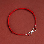 Fortune Jewel 925 Sterling Silver Endless Knot Protection Luck Red String Bracelet Anklet