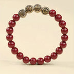 Fortune Jewel 925 Sterling Silver Natural Cinnabar Four Beasts Blessing Bracelet