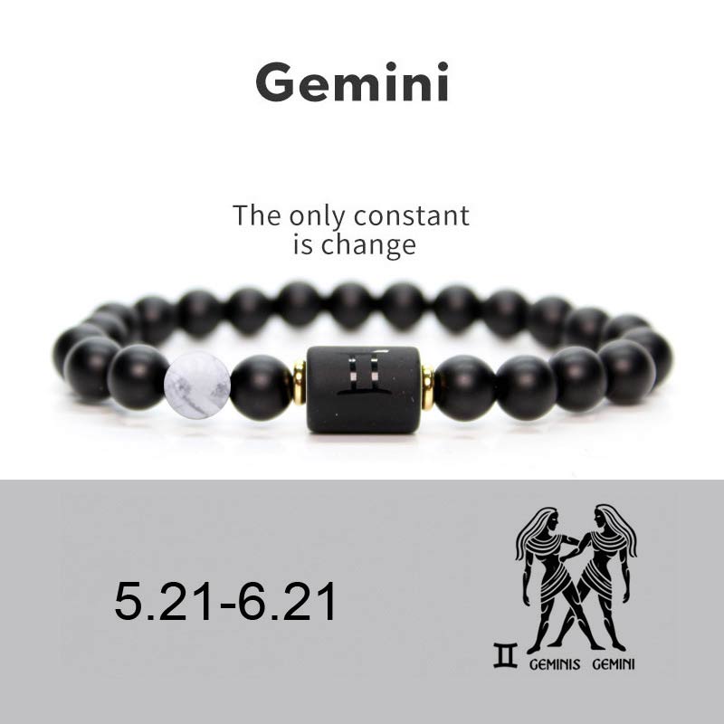 Fortune Jewel 12  Constellations of the Zodiac Black Onyx Adjustable Bracelet