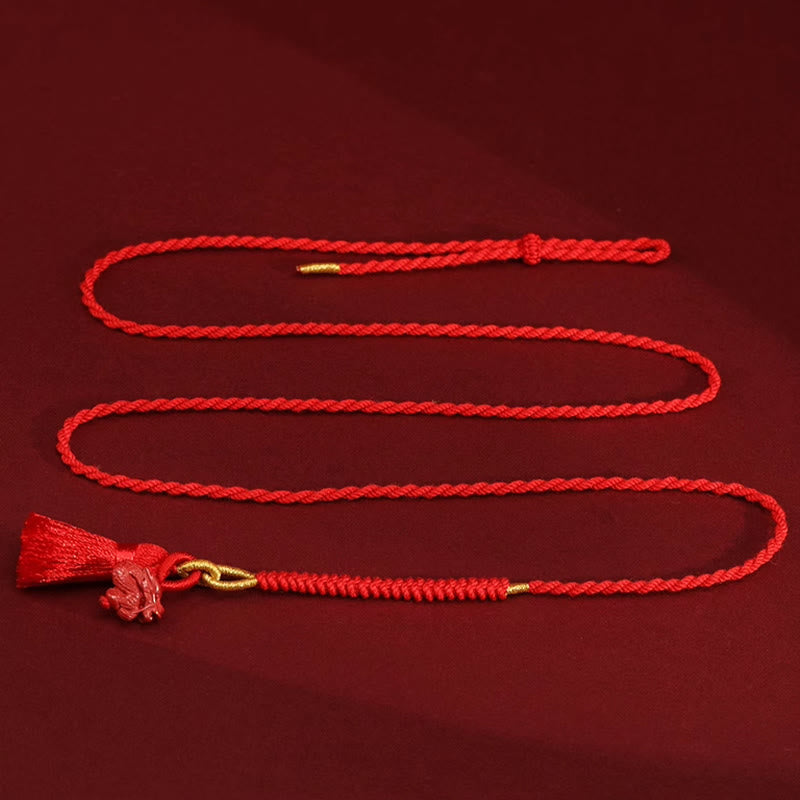 Fortune Jewel Natural Cinnabar Dragon Blessing Red String Belly Chain