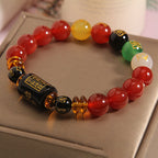 Fortune Jewel Five Elements Black Onyx Red Agate Wisdom Wealth Bracelet