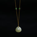 Fortune Jewel Natural Hetian Jade Small Bag Pattern Prosperity String Necklace Pendant