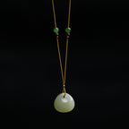 Fortune Jewel Natural Hetian Jade Small Bag Pattern Prosperity String Necklace Pendant